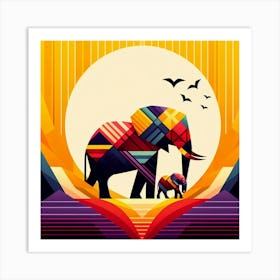 The Curious Companions Elephants Art Print