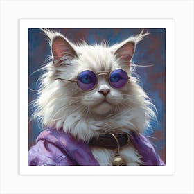 Cat With Glasses Art Print