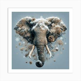 Elephant In Snow Art Print