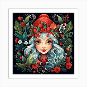 Elf In Red Hat Art Print