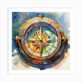 Watercolor Compass Art Print