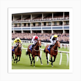 Jockeys Racing In A Race Art Print