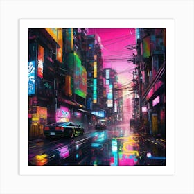 Neon City Art Art Print