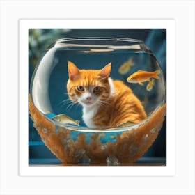 Cat In Fish Bowl 27 Art Print