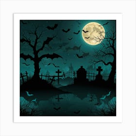 Halloween Cemetery 1 Art Print