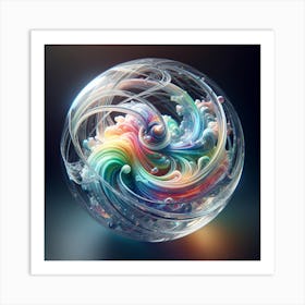 Crystal Orbit Inside It there Is Rainbow Bright Liquid Swirls With Magical Energy Art Print