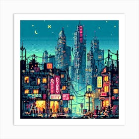 8-bit dystopian cityscape 1 Art Print