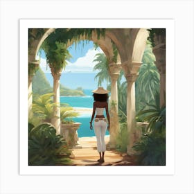 Woman Walking Through An Archway Art Print