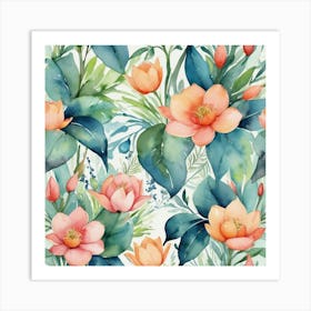 Watercolor Floral Pattern 2 Art Print