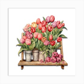 Tulip Retro Botanical Wall Art Print