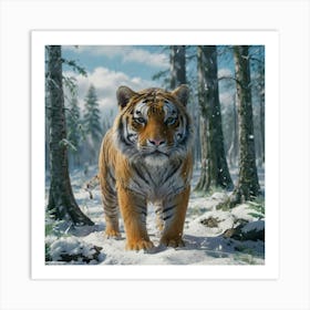 Tiger In The Snow 1 Art Print