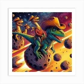 Dinosaurs In Space Art Print