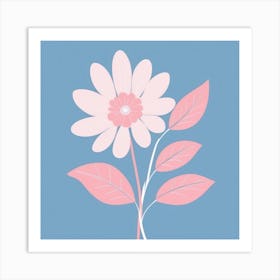 A White And Pink Flower In Minimalist Style Square Composition 679 Art Print