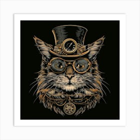 Steampunk Cat 6 Art Print