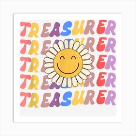 Treasurer Retro Sunflower Groovy Finance Back Work Art Print