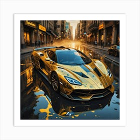 Golden Lamborghini Art Print