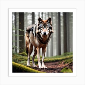 Wolf In The Forest 38 Art Print