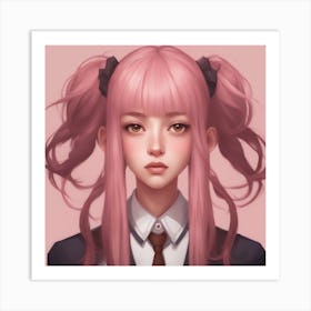 Anime Girl with pig tails Art Print