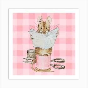 Mouse Reading A Book - Children's Nursery Art Print