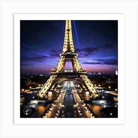 Eiffel Tower At Night Art Print