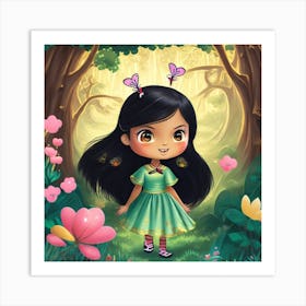 Girl In The Forest Art Print