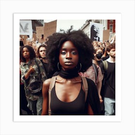 Black Woman Protesting In The Street Art Print