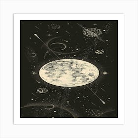 Moon And Stars Art Print