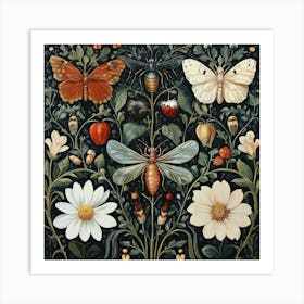 Bees And Flowers Art 1 Art Print