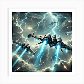 Stratospheric Strikers Lightning Projectors Art Print