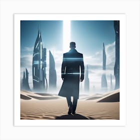 Man Walking In The Desert 7 Art Print