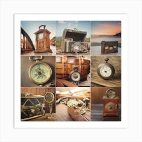 Collage Of Vintage Clocks Art Print