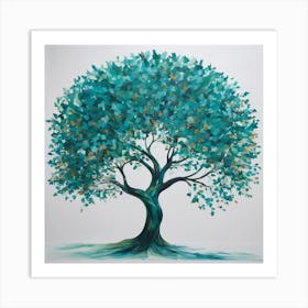 "Eternal Spring" is an evocative painting that captures the essence of growth and renewal. The artwork features a lush, verdant tree with leaves in varying shades of turquoise and teal, symbolizing life's vitality and the tranquility of nature. Its broad, sturdy trunk grounds the composition, suggesting resilience and strength. This piece is perfect for those looking to bring a breath of fresh air into their space, offering a daily reminder of nature's enduring beauty and the promise of new beginnings. "Eternal Spring" is more than just a painting; it's a slice of eternal nature for your home or office, inviting viewers to pause and appreciate the timeless elegance of the natural world. Art Print