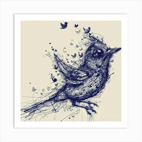 Bird Drawing Hand Drawn Sketch Art Print