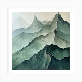 Japanese Watercolour Of Mount Fuji 2 Art Print