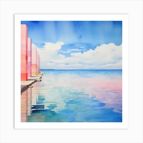 Oceanic Odes: Vaporwave Coastal Reverie 1 Art Print