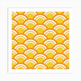 Yellow and Orange Japanese Waves Art Print