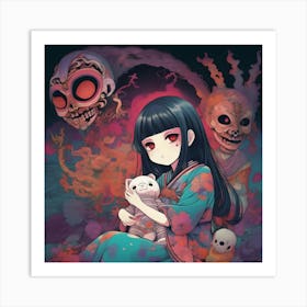 Ghost Anime Girl Art Print