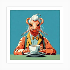 Rat With A Cup Of Tea Art Print