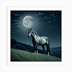 Horse In The Moonlight 23 Art Print