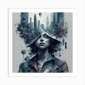Girl In A City Art Print