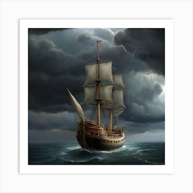 Ship In Stormy Sea.12 Art Print