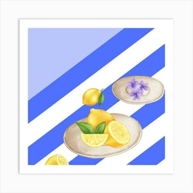 Lemons And Flowers Art Print