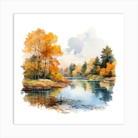 Watercolor Autumn Landscape 71 Art Print