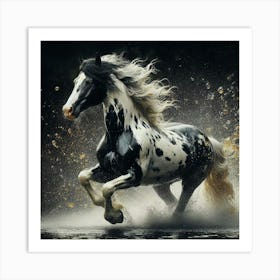 Horse Running In Water 4 Art Print