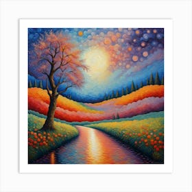 Tree In The Moonlight Art Print