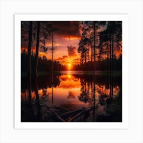 Sunset In The Forest 1 Art Print