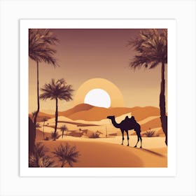 Sahara, Camel In Sunset Xl 1024 V1 0 Art Print