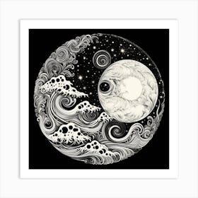 Moon And Waves 28 Art Print