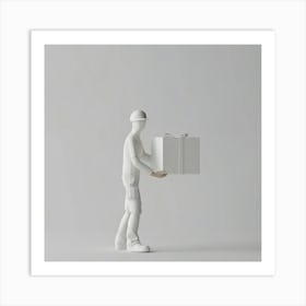 Construction Worker Carrying A Box Art Print