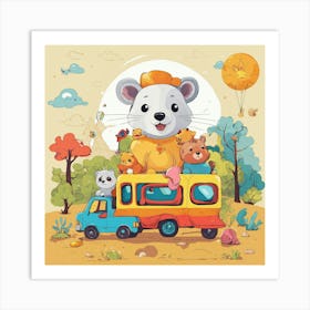 Playful Kids Animal Tshirt Design (1) Art Print